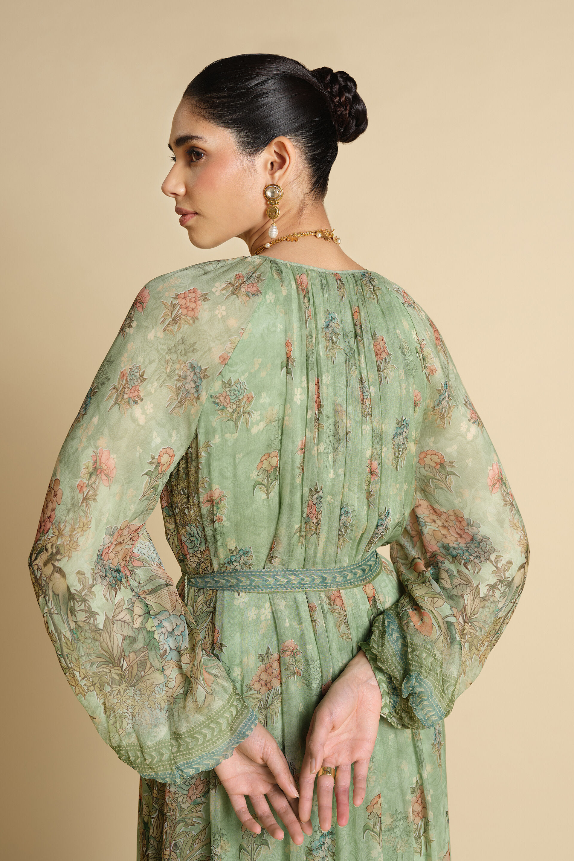 Tayma Printed Kaftan - Sage, Sage, image 6